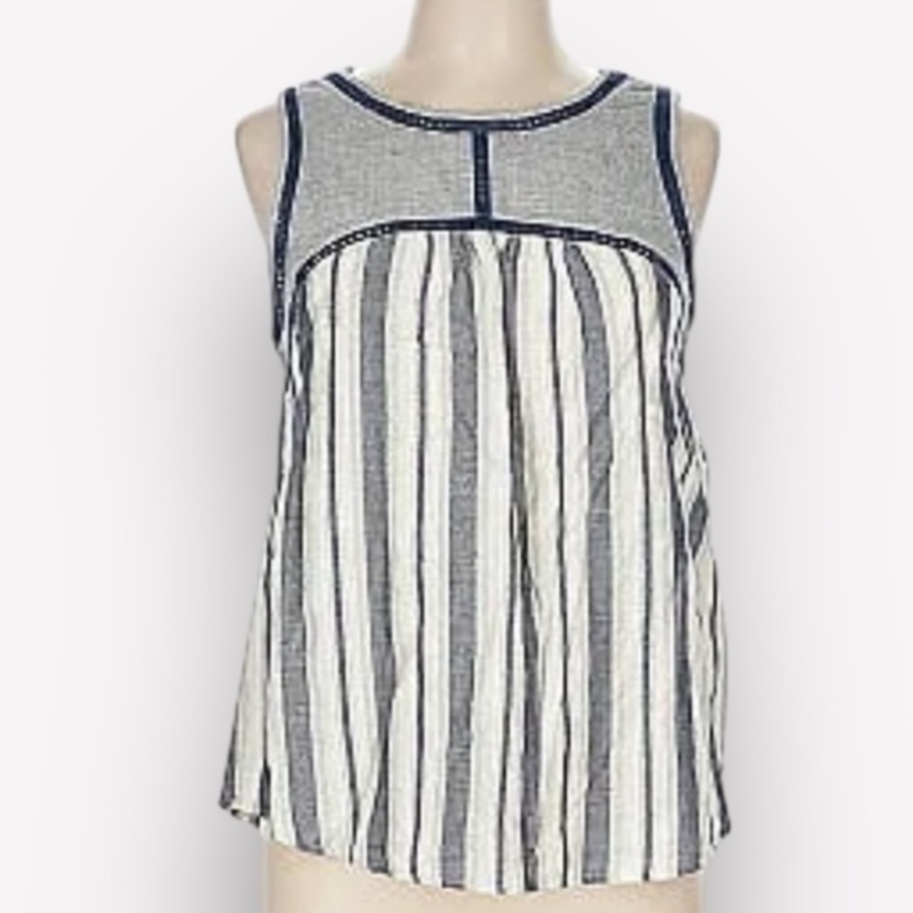 🥑Anthropologie Doe & Rae Cotton Stripe Tank | Boho Lagenlook Festival Small